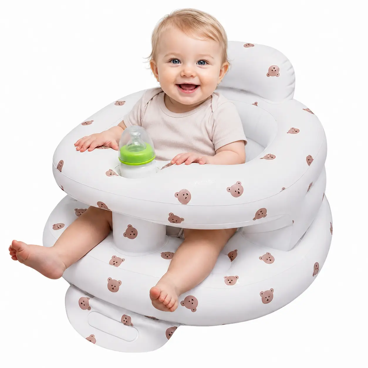 Sit Me Up Baby Seat for 3–36 Months, Inflatable Baby Floor Chair with Built-in Air Pump, Wrap-Around Support, Lightweight Blow Up Seat for Sitting Practice, Feeding, Toys, Travel and Outdoor Use
