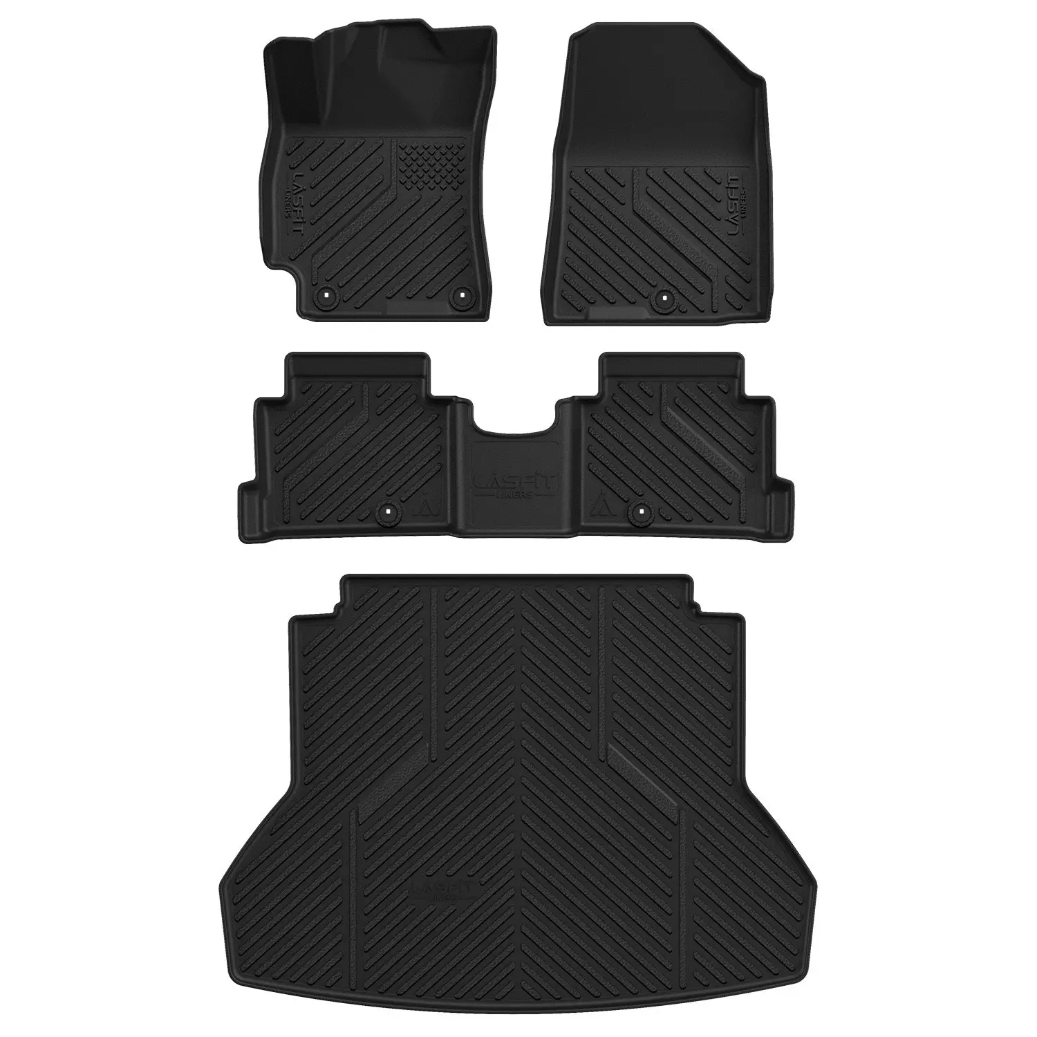 Lasfit Deep-Tread Synthetic Car Floor Mats & Cargo Mat, Heavy-Duty Car Accessories, Custom-Fit, Debris Trap, Precise Cut for 2017-2020 Hyundai Elantra