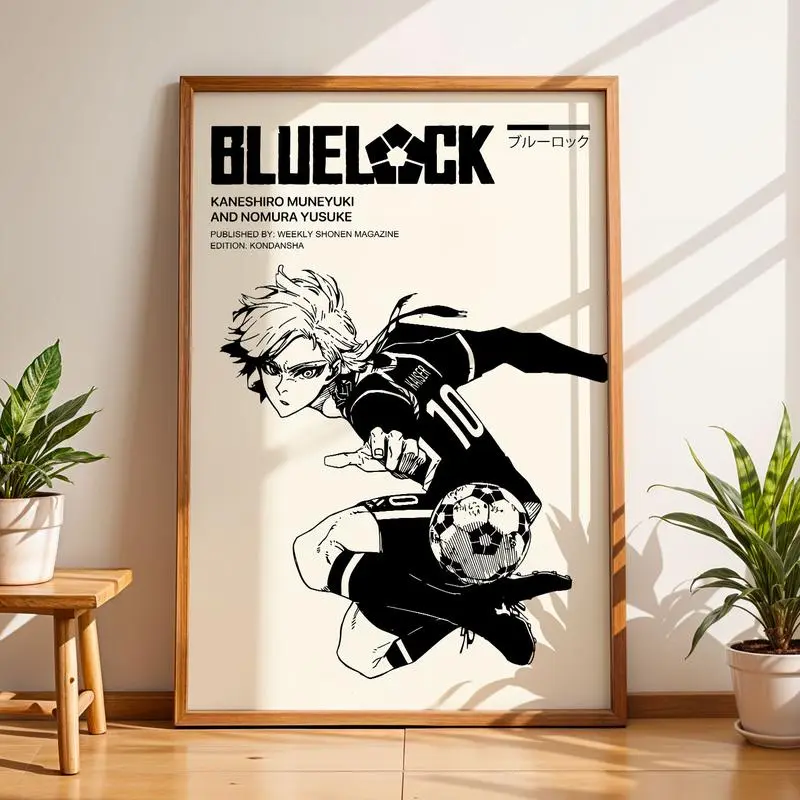 Blue L0ck Anime Poster – Stricker Collection Wall Art – It0shi S@e, Shid0 Ryusei, Y0ichi Is@gi, R1n It0shi Print – Japanese Artwork, Minimalist Aesthetic Gift for Otaku Fans