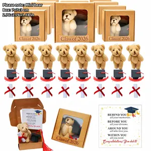 Mini Graduation Gift Bear Box 2026 - Class of 2026 Teddy Bear Set with Cap, Diploma & Card, Small Graduation Present