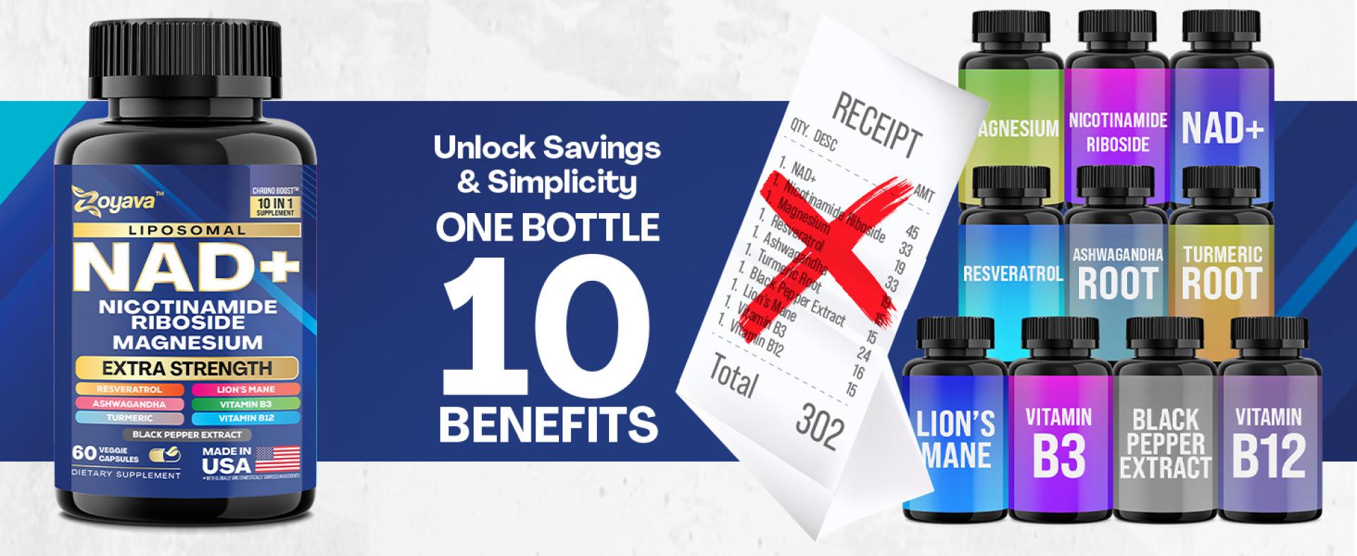 Eternal Vitality Bundle - Zoyava NAD+ & Sea Moss All-in-One Supplement Combo for Extra Skin Aging Support, Multivitamin, & Overall Wellness - Made in USA