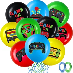 45 Pieces Video Game Party Birthday Balloons Set Gaming Black Latex Theme Balloons Decorations For Player Level Up Party Supplies