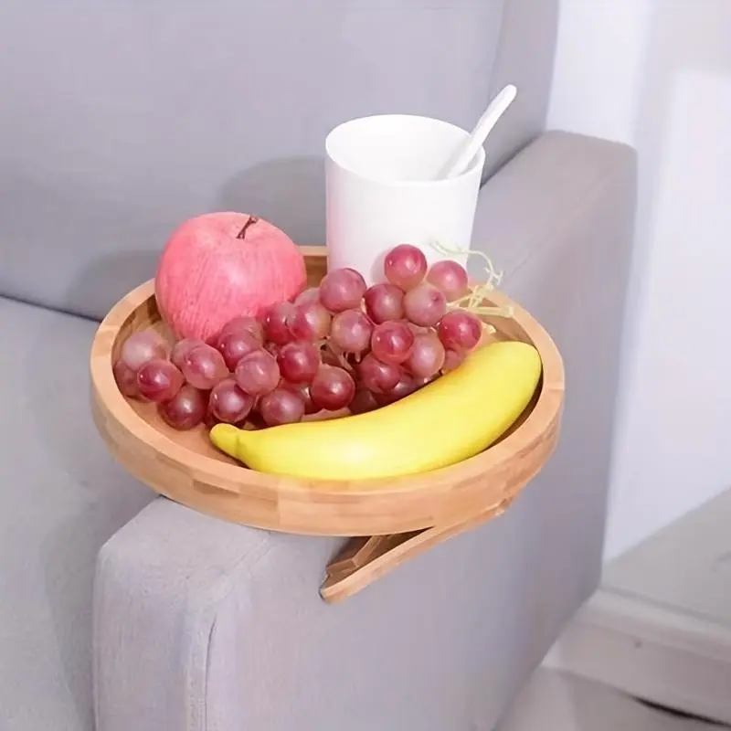Sofa Armrest Clip on Table, Stable Arm Tray Table with Automatic Fixed Design, Space Saving Sofa Side Table, Portable Small Desk for Small Space, Modern Side Table, Indoor Side Table, Lightweight Table