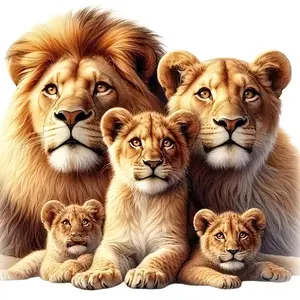 6-inch Lion family vinyl sticker - suitable for cars, trucks, motorcycles, windows, walls - self-adhesive sticker, disposable - can be applied to glass, metal, ceramic surfaces