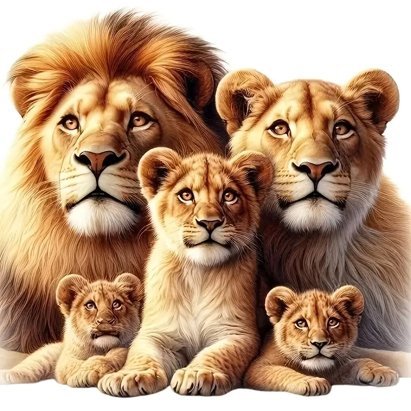 6-inch Lion family vinyl sticker - suitable for cars, trucks, motorcycles, windows, walls - self-adhesive sticker, disposable - can be applied to glass, metal, ceramic surfaces, Motorcycle Stickers