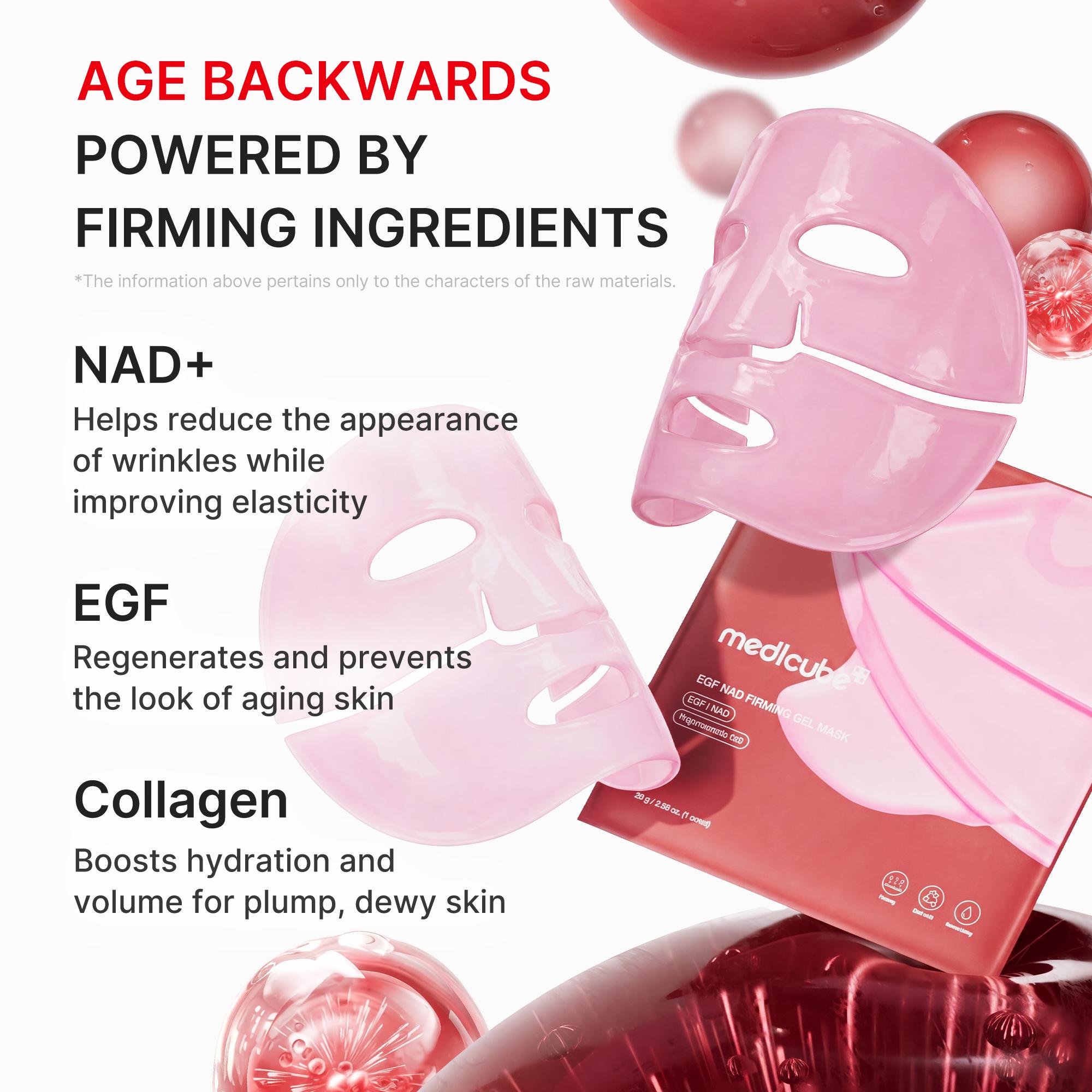 [NEW] [medicube] NAD+ EGF Firming Gel Mask (4 sheets) | Color Changing Red Jelly Mask | NAD+, EGF, Anti-aging, Plumping, Radiance Boosting |  Hydrogel Mask for Skin Elasticity & Volume |  Overnight Face Mask for Youthful-Looking Skin | Korean Skincare