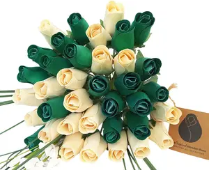 Saint Patrick's Day Green and White Wooden Rose Flower Bouquet