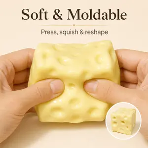 Cheese Squeeze Toy  Highly Moldable Non-Rebounding Sensory Hand Toy for Stress Relief | Novelty Fidget Toy