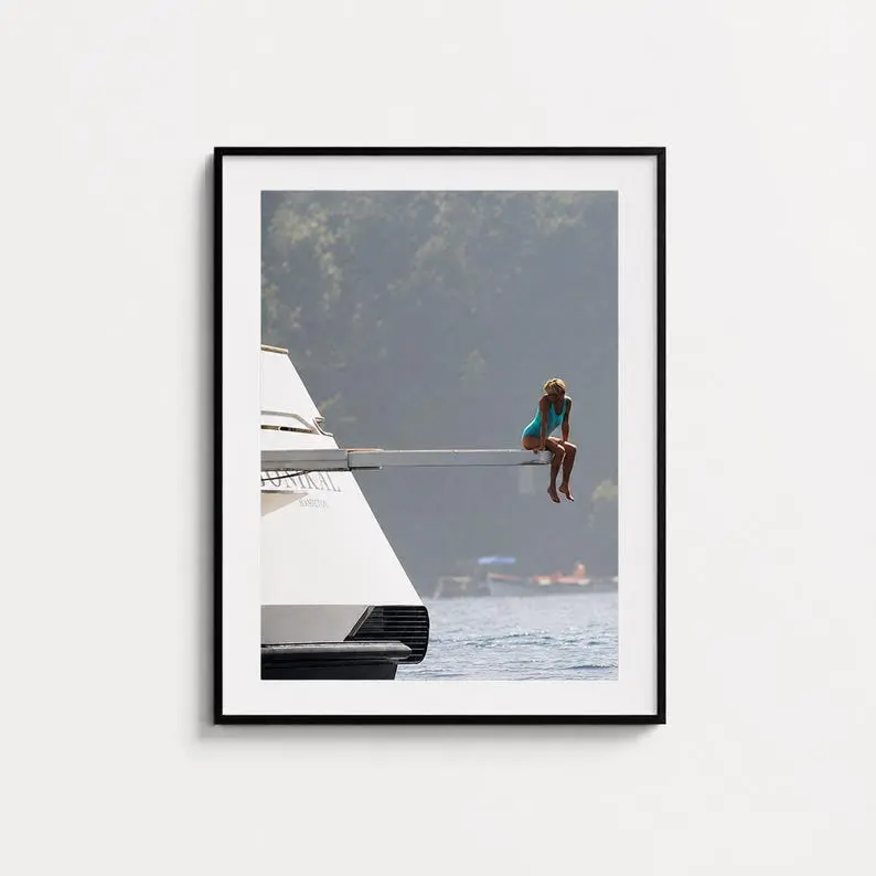 Princess Diana Yacht Poster, Quiet Luxury Coastal Wall Art
