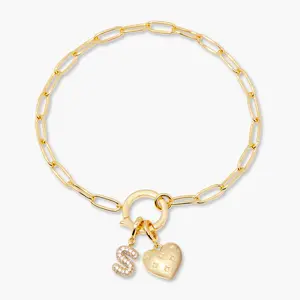 Lillian Initial and Heart Charm Bracelet