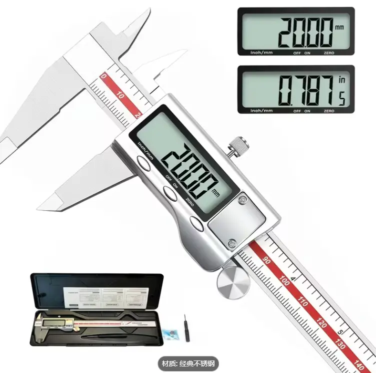Digital caliper, mechanic’s measuring tool, industrial measuring tool, automatic shut-off function, easily switch between inches/metric units, measure inner and outer diameters (6 inches // 150 mm).