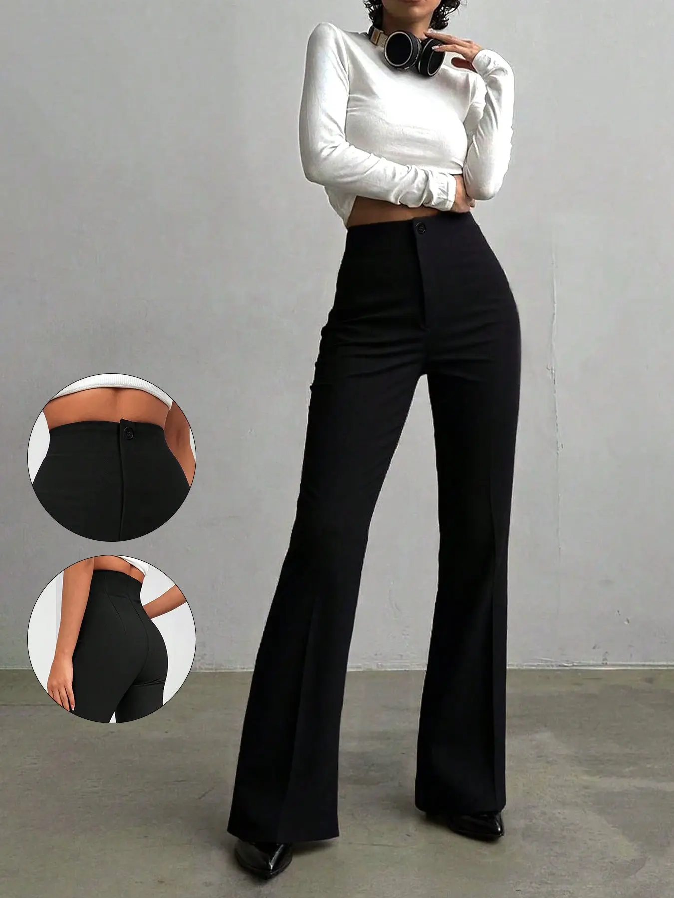 Women's High Waist Straight Leg Pants, Casual Elegant Minimalist Commuter Trousers, Casual Chic Trousers, Womenswear, Casual Chic Bottoms, Perfect for Daily, Office, Home, Dates, Small Parties, Casual Comfy Trouser