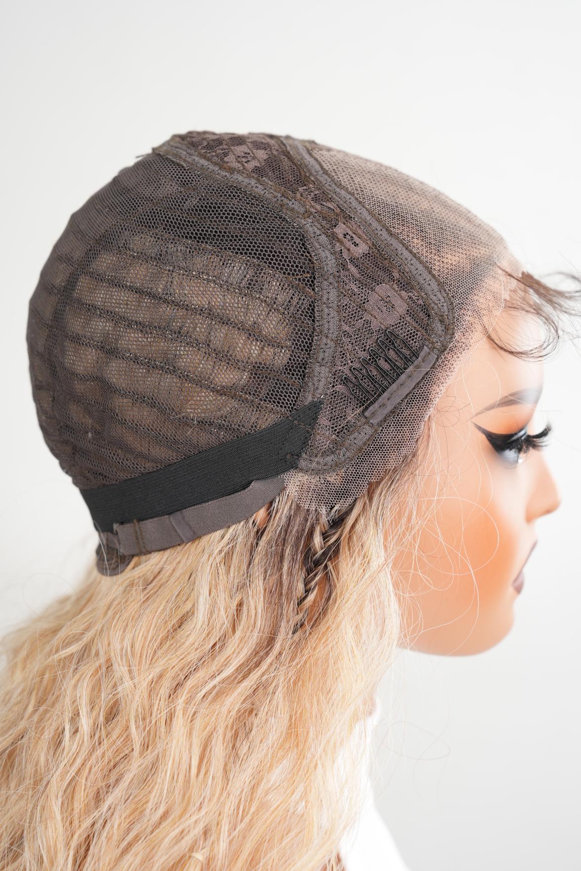 NOBLE 25 Inch Brown-gold gradient braided wavy curls with lace detailing for long waves