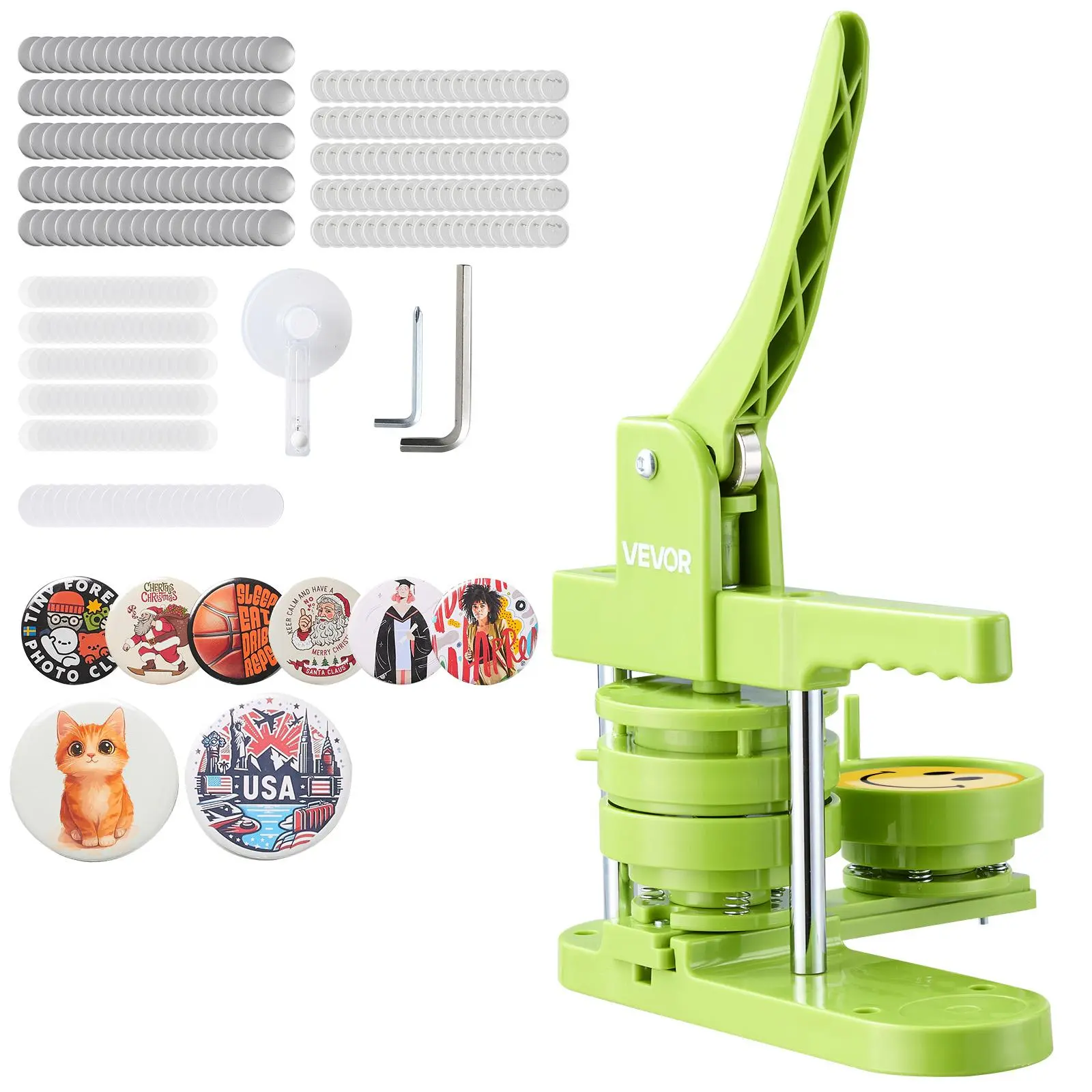 【Summerfinds】VEVOR Button Maker Machine, 2.95 in, Plastic Pin Maker with 100pcs Button Parts, Mr. Panda Magic Book, Circle Cutter and Hex Wrenches, Reinforced Ergonomic Handle, for DIY Badges, Personalized Pins