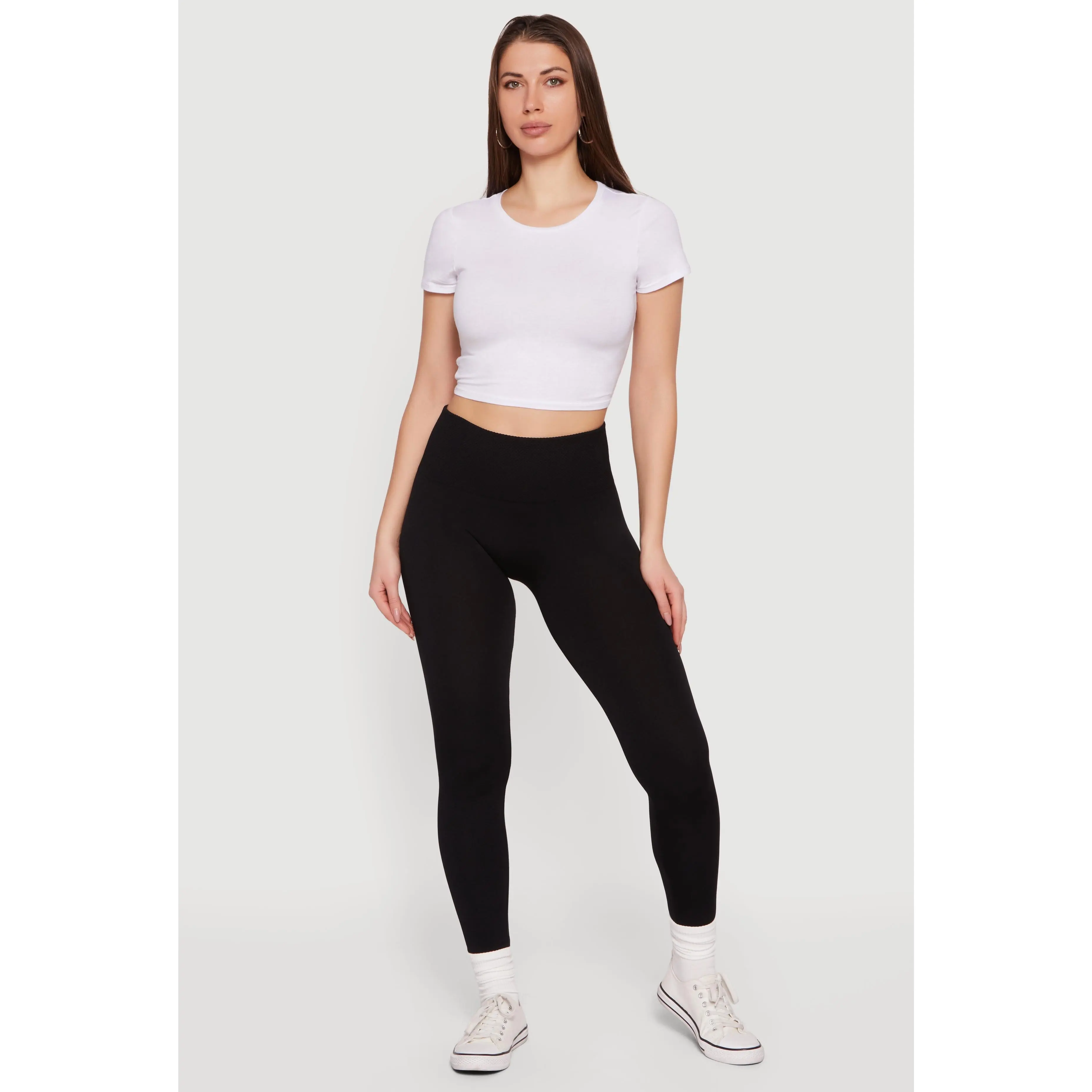 Fleece Lined Waffle Knit Waist Leggings