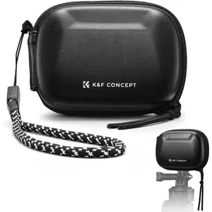 K&F CONCEPT Semi Open Carrying Case for DJI Osmo Action 6/3/4/5 Pro, Small EVA Hard Storage Bag Portable Travel Protector Case for Go Pro Hero 13/12/11/10/9 Black, Insta360 Ace/Ace Pro/2