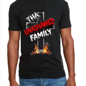 TUF Wear Tha Unashamed Family Cross w/ Flame Black Tshirt Special Edition Menswear Unisex Top with Vivid Colors