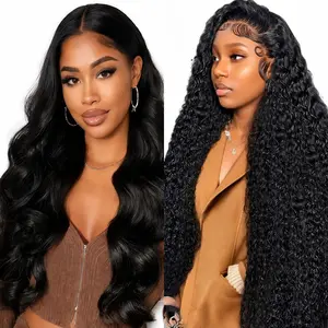 [Combo sale 30"&30"] buy 1 get 2 wig" 30 Inch 13x4 Body Wave Hair Lace Front Wigs + 13x4 30 Inch Deep wave Human Hair Hair Pre Plucked HD Transparent Lace Frontal Human Hair Wigs 180% Density