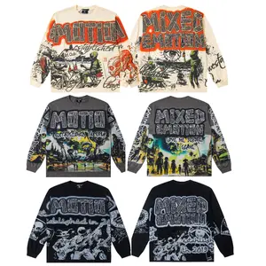 New American street hip hop direct spray full of cotton long-sleeved T-shirt