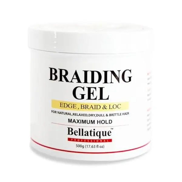 BELLATIQUE Professional Braiding Gel Maximum Hold, 17.63 Oz - No Flaking, No Whitening, Fast Drying, High Shine, Lasts Up to 48 Hrs