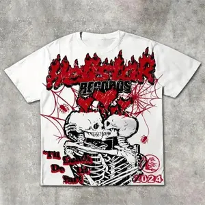 Red Spider Y2K Punk Goth Graphic Tee - 100% Cotton, Soft & Breathable Crewneck T-Shirt for Men & Women - Edgy Skeleton & Flame Design, Perfect for Summer Streetwear, Casual Sports & Holiday Gifts dark design  christian  clothing