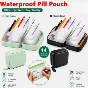 Waterproof Medicine Bag Set – 14 Color-Coded Medicine Bags, Comes with Writable Labels – Suitable for Daily Medications, Vitamins, and Supplements
