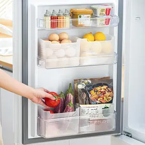 3 Pack Refrigerator Organizer Box, Plastic Refrigerator Side Door Storage Containers, Space-Saving Organizer Bins for Refrige, Refrige Drawers for Fruit and Vegetable (Clear, L*3)