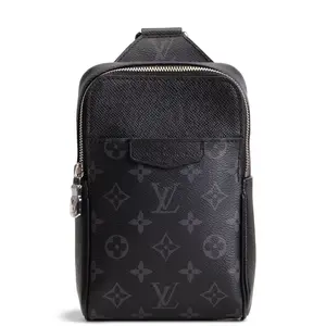 Pre-owned Louis Vuitton Monogram Eclipse Coated Canvas with Taigarama Cowhide Leather Trim Crossbody Bags Monogram Eclipse Taiga Outdoor Sling Bag