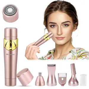 Hair Removal for Women, 4 in 1 Painless Facial Hair Remover, Rechargeable Bikini Trimmer Portable Electric Shaver Flawless Epilator Razors for Women Pubic Eyebrow Nose Lip Face Leg Body Hair