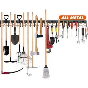 All Metal Tool Organizer, Wall Mount Garage Organizer and Storage With Hooks, Tool Hangers For Shed
