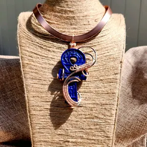 Lapis Lazuli Copperwrapped Anhk Neckcuff