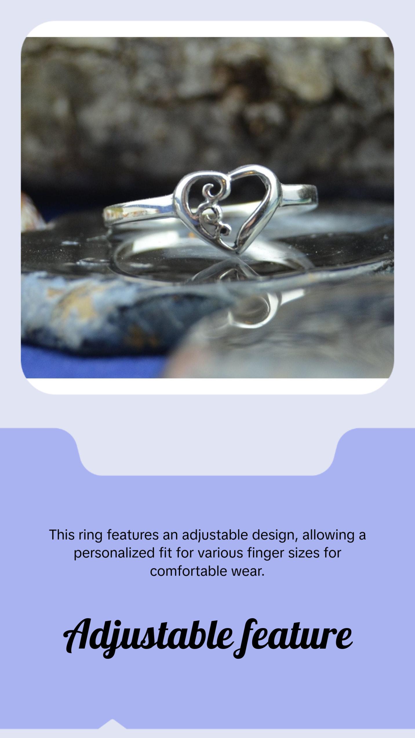 Elegant 925 Sterling Silver Heart Ring with Exquisite Scrollwork - Limited Edition