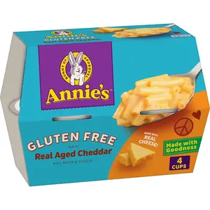 Annie's Gluten Free Macaroni and Cheese, Microwavable Rice Pasta and Real Aged Cheddar, 4 Cups, 8.04 oz