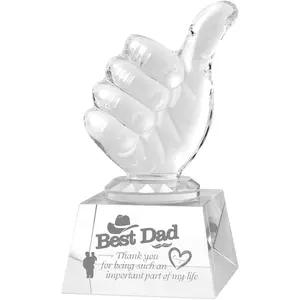 Best Dad Gifts from Daughter Son, Thumbs Up Crystal Glass Trophy Award, Personalized Dad Birthday Father's Day Christmas