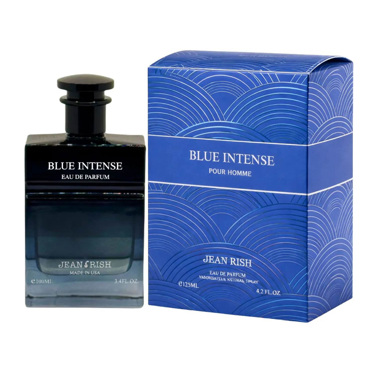 Blue Intense, Jean Rish, Men Perfume, Eau De Parfum (3.4 Fl Oz / 100ml) with Bergamot-Pineapple Accord-Patchouli, Long Lasting and Luxury Fragrance, Made in USA