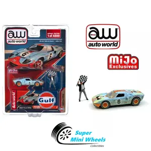 Auto World 1:64 - 1965 Ford GT40 Race Worn With Flag Man Figure Mijo Exclusives