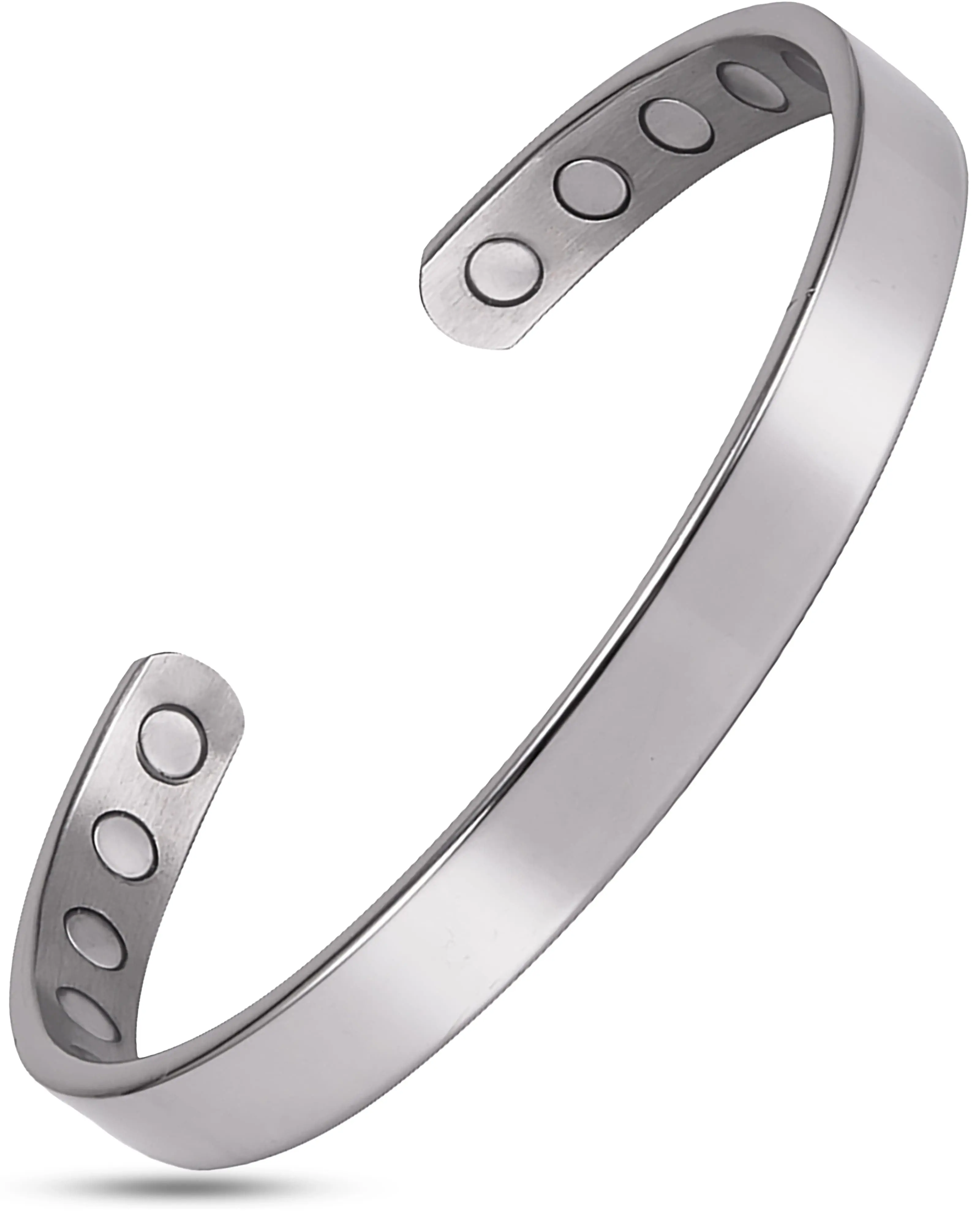 Men’s Magnetic Bracelet Cuff (Polished Silver)