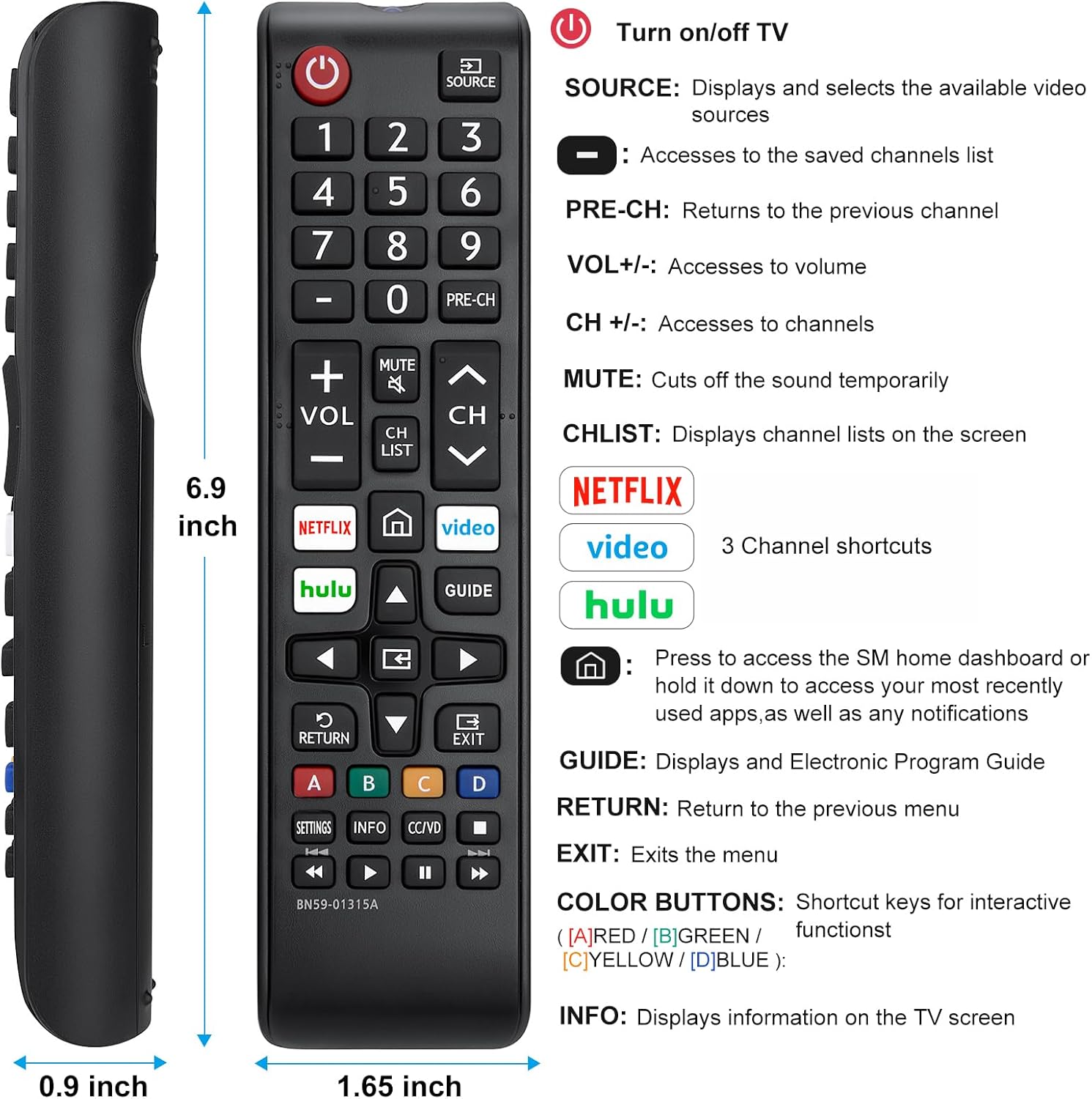 【Pack of 2】 New Universal Remote for All Samsung TV Remote, Replacement Compatible for All Samsung Smart TV, LED, LCD, HDTV, 3D, Series TV Universal Smart TV Controller for Home Entertainment