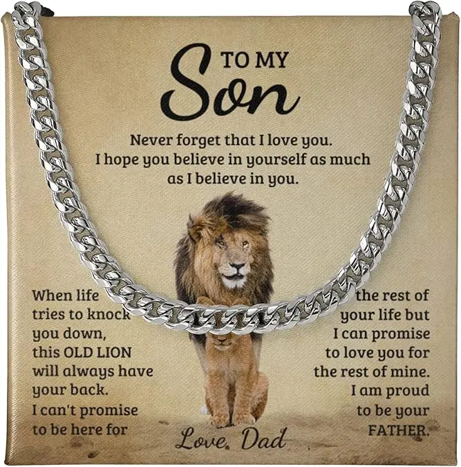 Gifts For Son Necklace From A Proud Dad, Gift for Parents’ Son, Teenagers, Boys in His Birthday, Christmas, Graduation with Message Card.