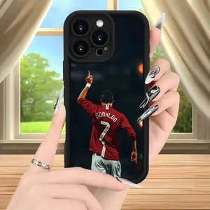Ronaldo Sports Star Print Black Phone Case for iPhone 17 16 15 14 13 12 11 Pro Max Plus Stylish Ultra-Thin Soft TPU Protector with Full Coverage Animal Design – Perfect Gift for Loved Ones