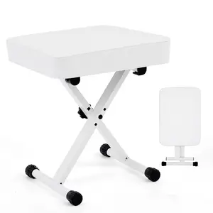 Adjustable Height Piano Bench / Music Performance Stool - 3-Level Height Adjustment, Non-Skid Design,High-Density Sponge Padded, Portable & Foldable X-Style Seat, 250LBS Weight Capacity