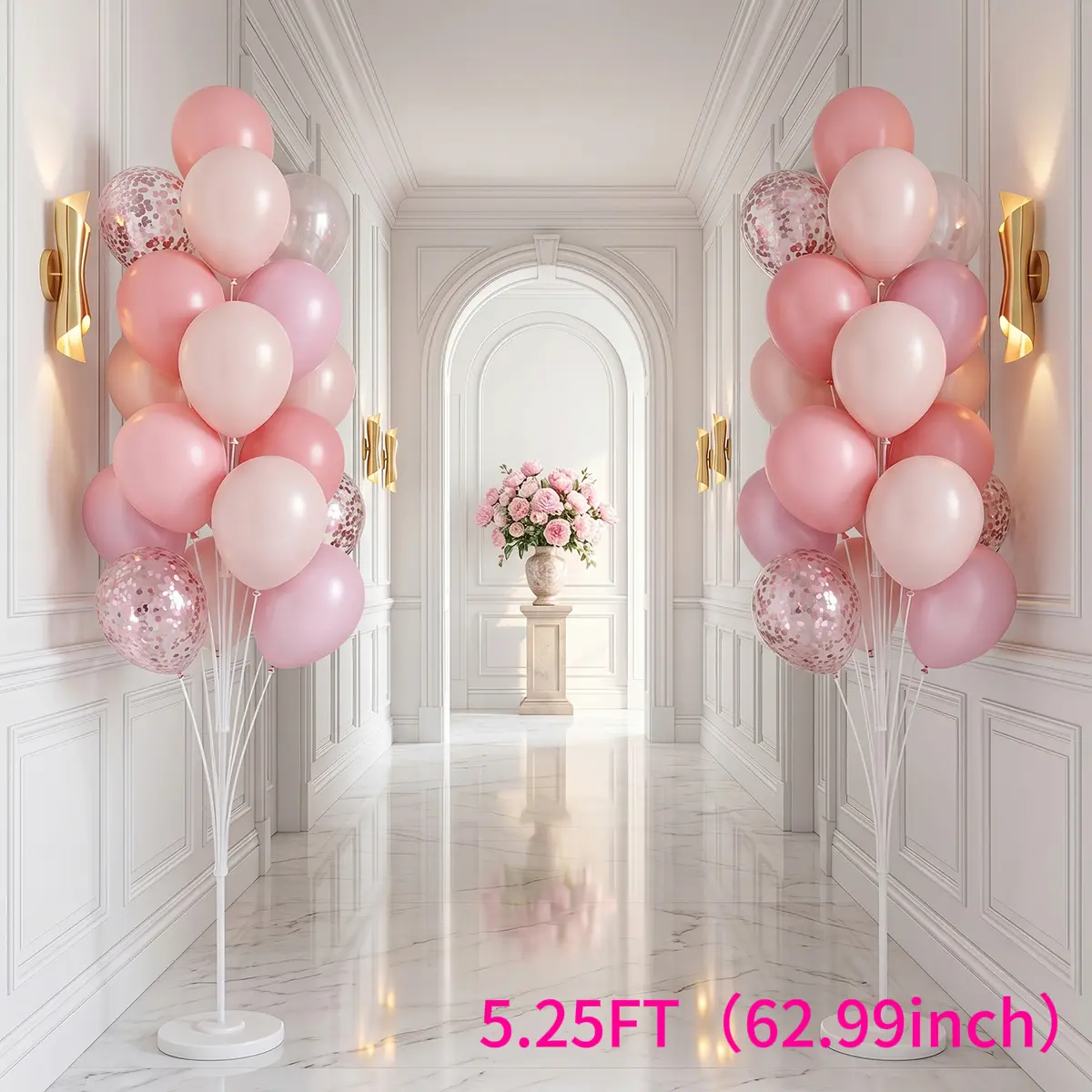 High-Top Balloon Stand Set for Floor- 5.25FT Balloon Column Kit with Stand, Base and Pole,Balloon Tower Backdrop Decoration for Wedding, Baby Shower, Birthday Party, or Bachelorette Parties Halloween decor