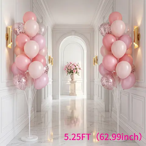 62-Inch Transparent Acrylic Plastic High-Top Floor Balloon Stand Set - 1 Base, 18 Cups, Pole, Tower Backdrop for Thanksgiving, Baby Shower Party Decor