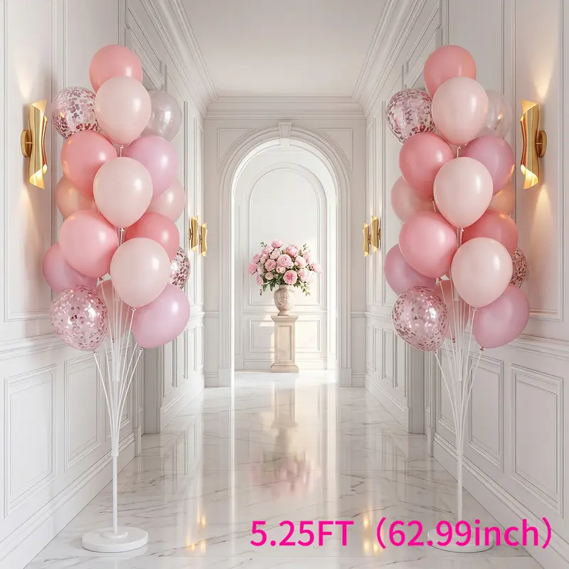 62-Inch Transparent Acrylic Plastic High-Top Floor Balloon Stand Set - 1 Base, 18 Cups, Pole, Tower Backdrop for Thanksgiving, Baby Shower Party Decor