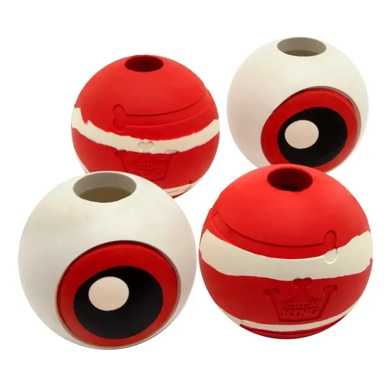 Chew King By Mammoth Fetch Balls Extremely Durable Natural Rubber Holiday Dog Toy 3" Balls, 4 Pack
