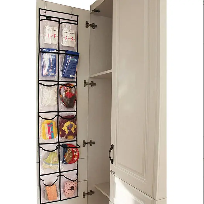 YOKOMA 12-Pockets Door Storage Bag Hanger PVC Organizer Hanging Shoes Underwear Net