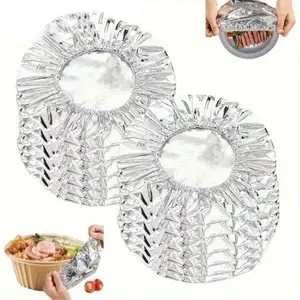 20 Heavy Duty Aluminum Foil Food Covers - Heat-Resistant, Microwave-Safe, Leak-Proof Adjustable Dish Covers - Reusable for Kitchen, Catering, Office, and Party Use - Food Preservation Covers, Tableware Accessories, Multifunctional Design, Stylish Metallic