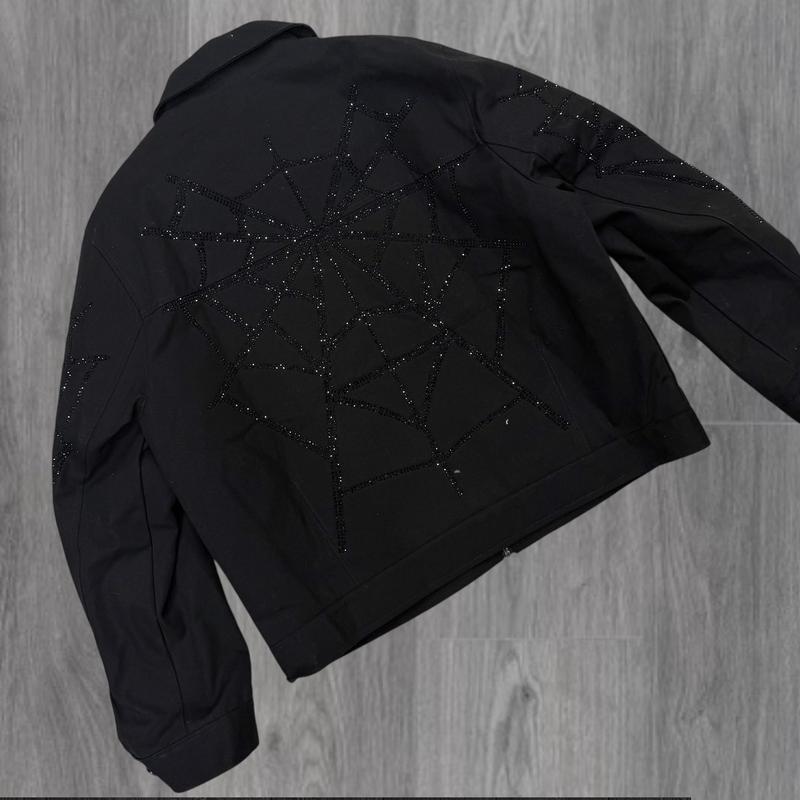 Roku - Rhinestone spider Canvas  jacket - Black - 1817