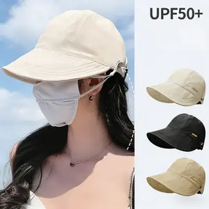 Adjustable ponytail hat for spring and summer, suitable for hiking, baseball cap, fisherman's hat, versatile, wide brim, and can be used to hang face masks.