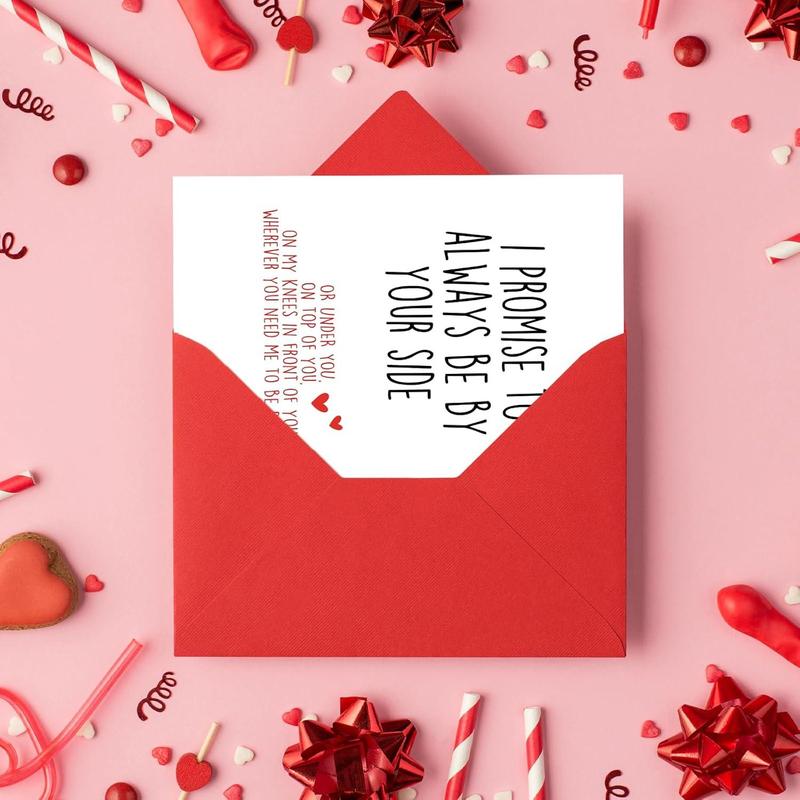 Huameigf Funny Valentines Day Card with Envelope Naughty Anniversary Birthday Card for Boyfriend Husband Fiance Girlfriend Wife Fiancee I Promise to Always Be by Your Side 8 x 5.3inches Red Envelope
